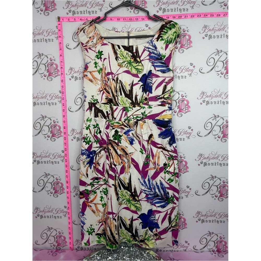 SEIKI Sleeveless Floral Midi Dress in Ivory with Green & Purple